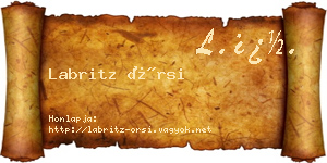 Labritz Örsi névjegykártya